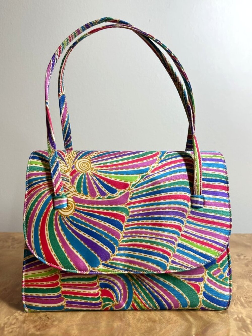 Vintage Coblentz Saks Fifth Avenue Silk Psychedelic Mod Handbag 1960s Purse